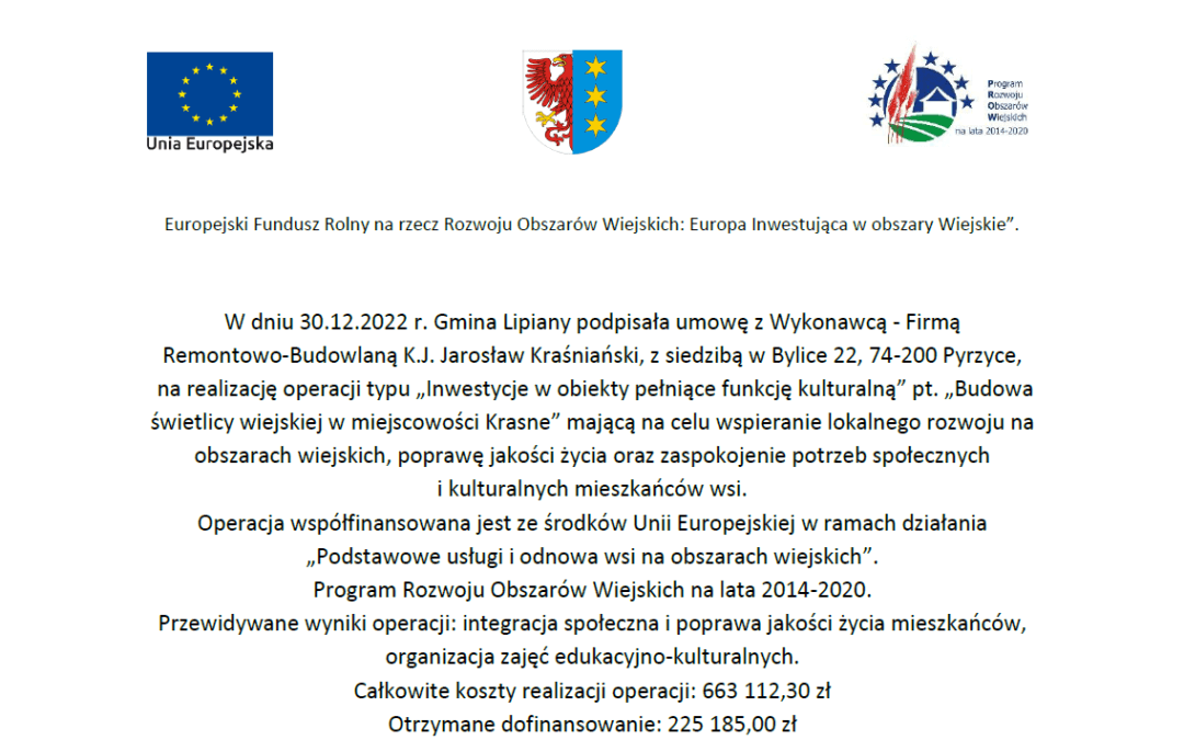 Informacja o podpisaniu umowy