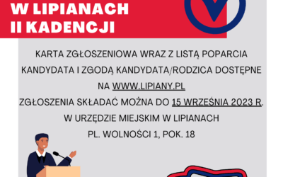 Ogłoszenie o wyborach do Młodzieżowej Rady Miejskiej w Lipianach II kadencji