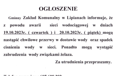 Ogłoszenie Gminnego Zakładu Komunalnego w Lipianach